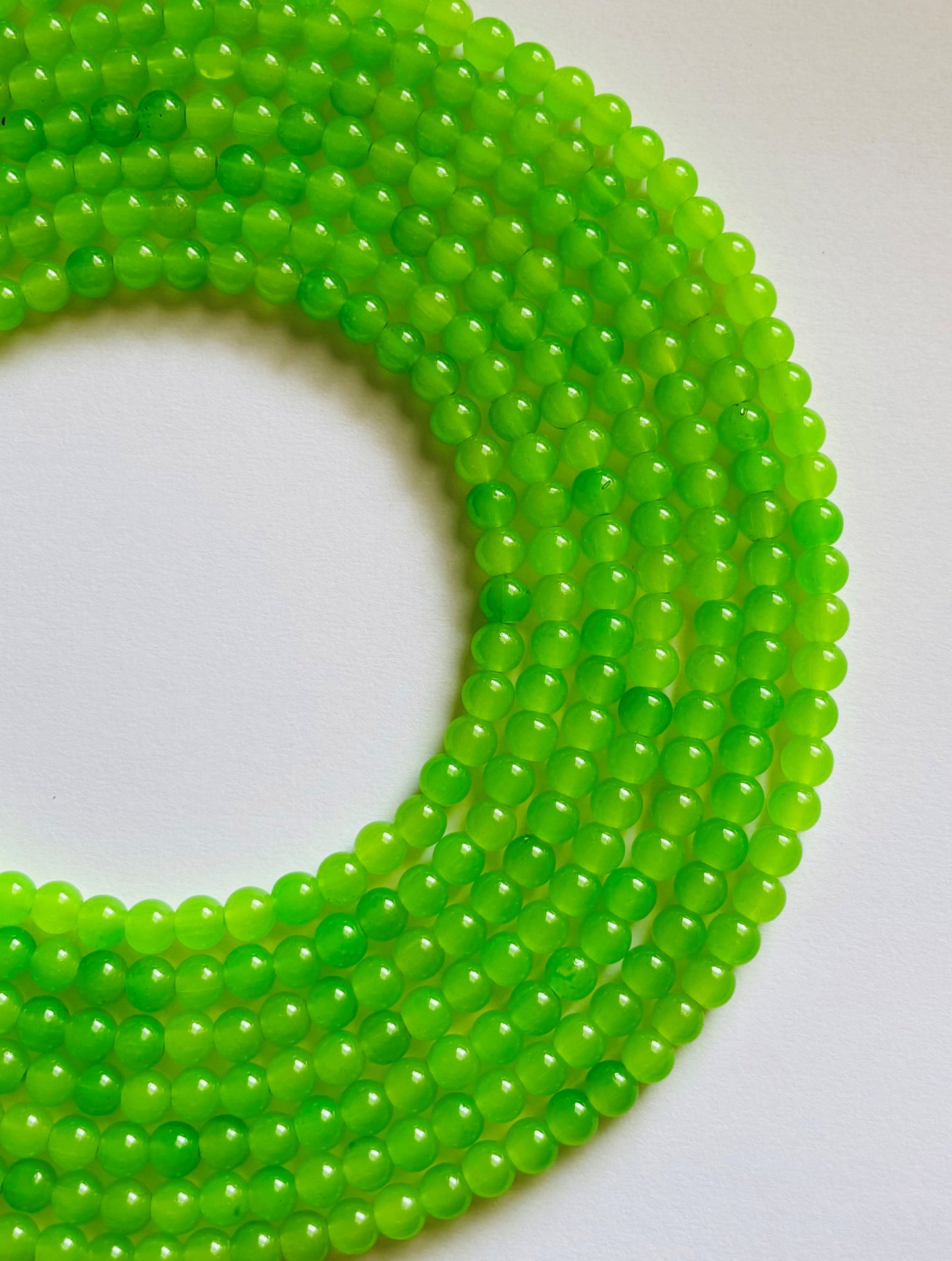 Smooth Round Parrot Green Jelly Beads for Craft and Jewelry Making Supplies