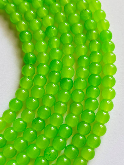 Smooth Round Parrot Green Jelly Beads for Craft and Jewelry Making Supplies
