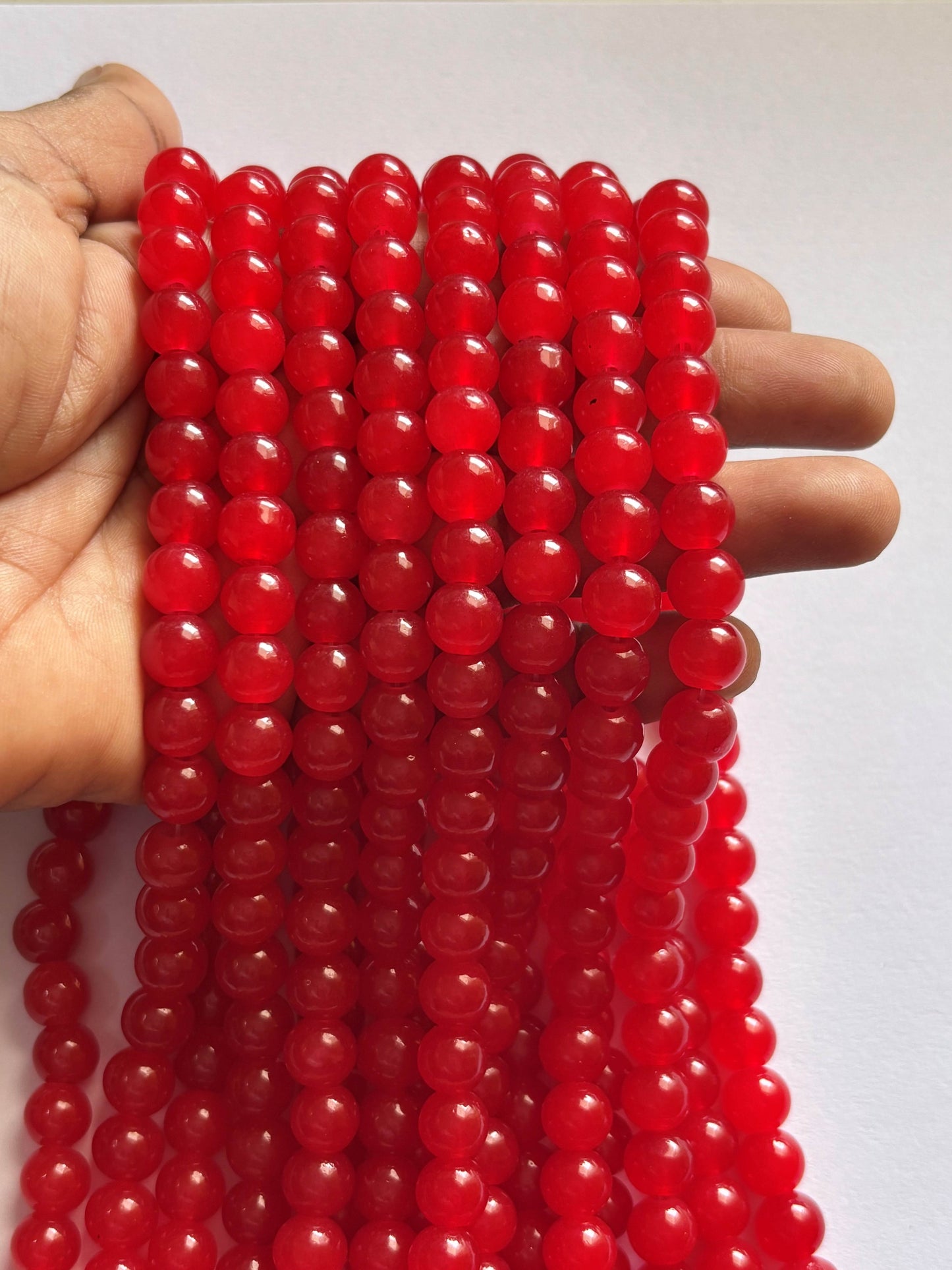 Smooth Round Red Jelly Beads for Craft and Jewelry Making Supplies