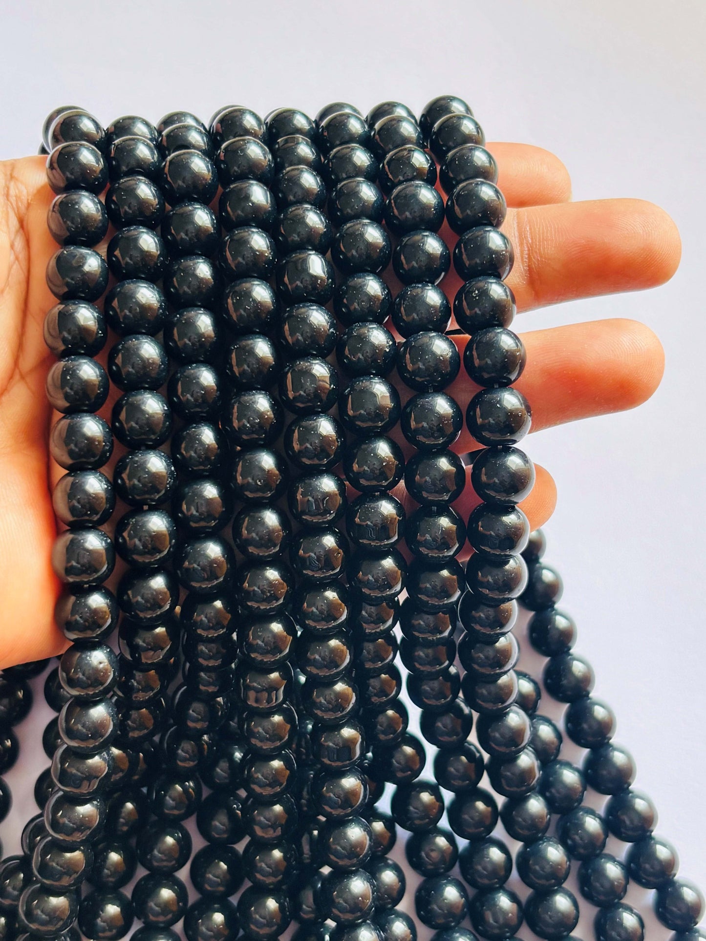 Smooth Round Black Jelly Beads for Craft and Jewelry Making Supplies