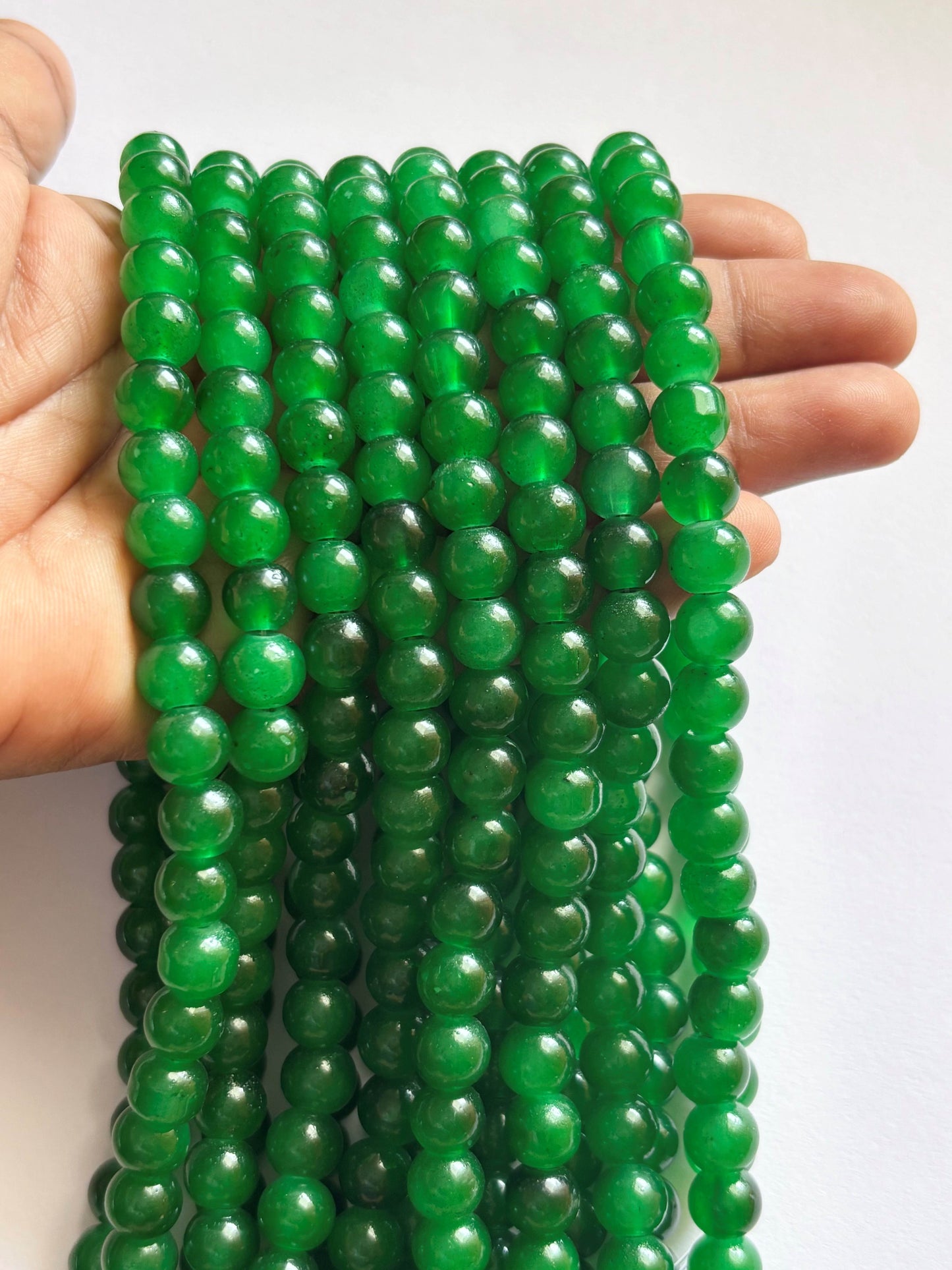 Smooth Round Bottle Green Jelly Beads for Craft and Jewelry Making Supplies