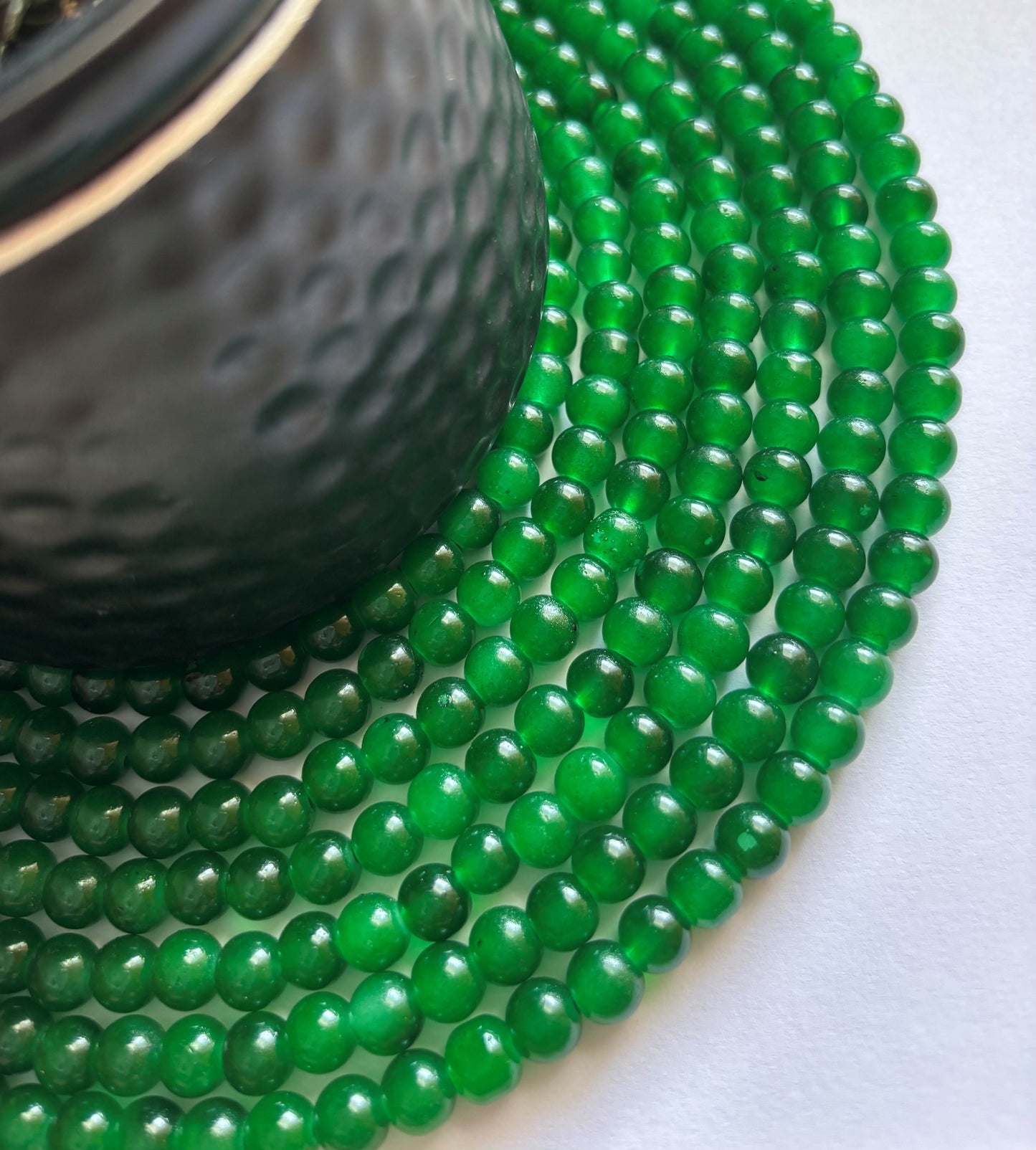 Smooth Round Bottle Green Jelly Beads for Craft and Jewelry Making Supplies