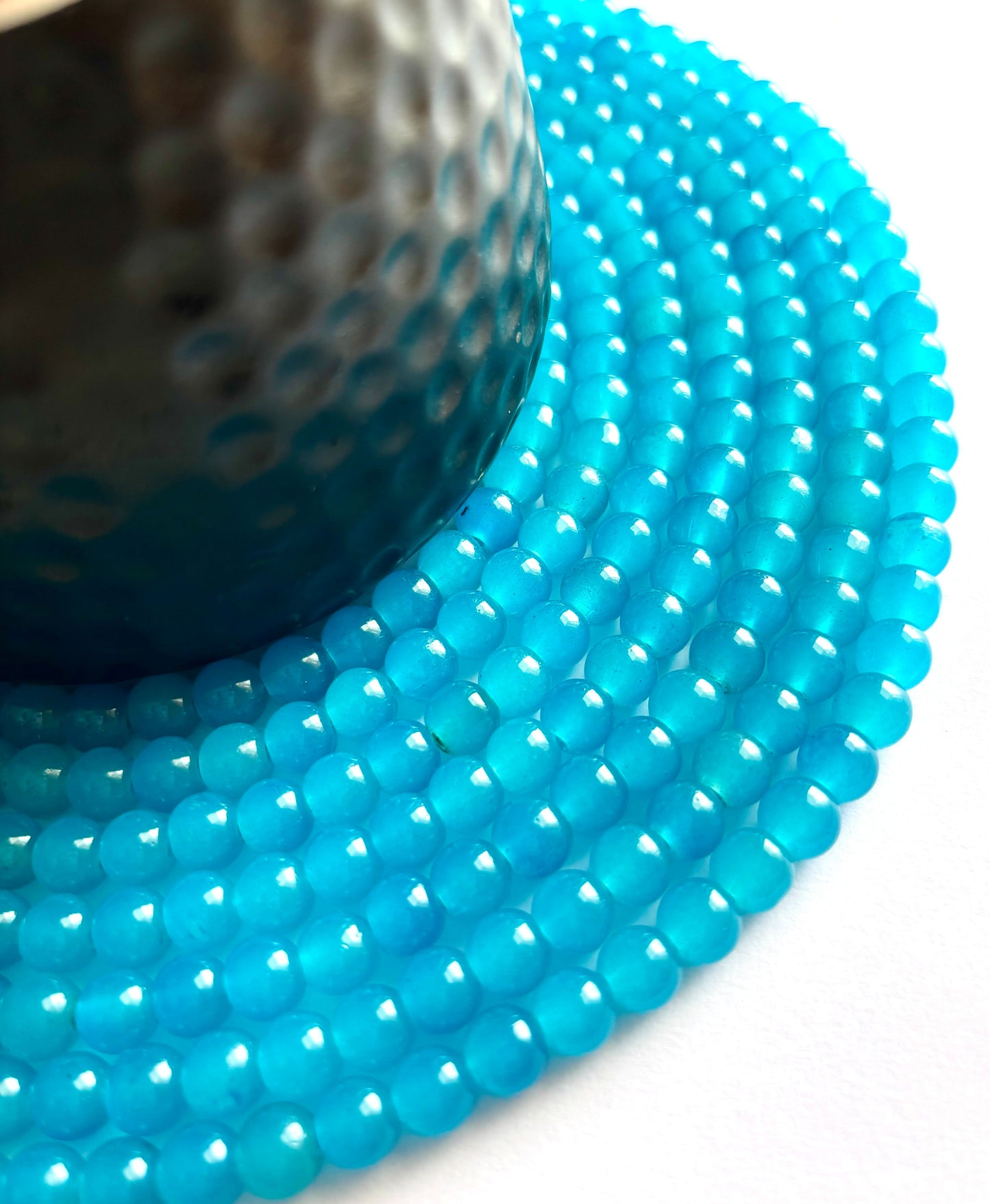 Smooth Round Sky Blue Jelly Beads for Craft and Jewelry Making Supplies