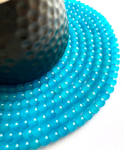 Smooth Round Sky Blue Jelly Beads for Craft and Jewelry Making Supplies