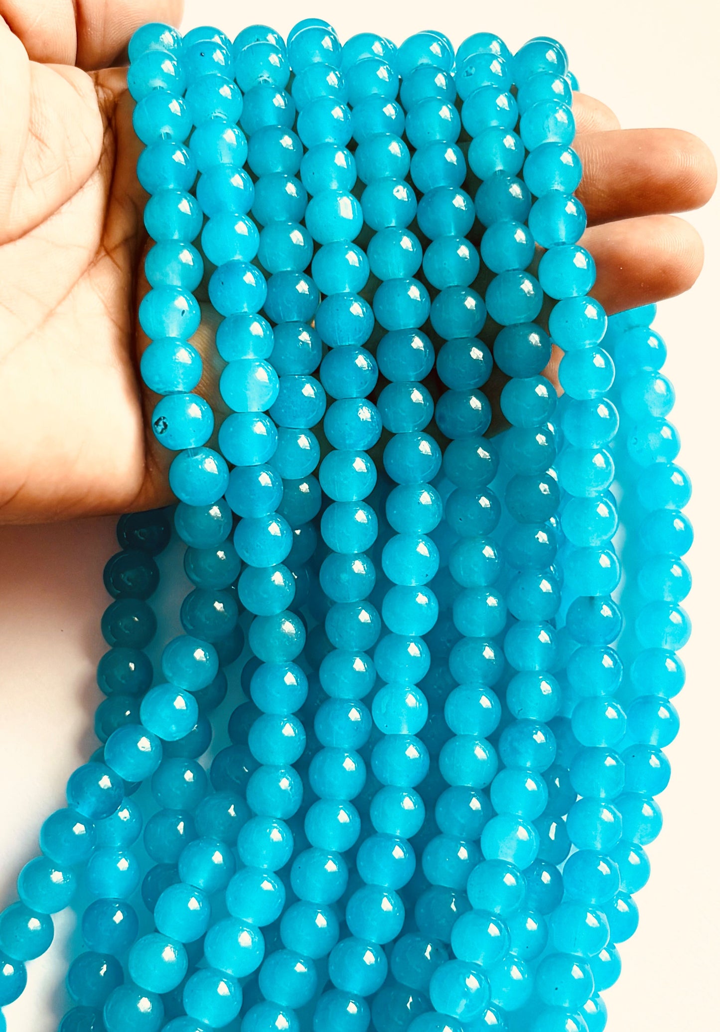Smooth Round Sky Blue Jelly Beads for Craft and Jewelry Making Supplies