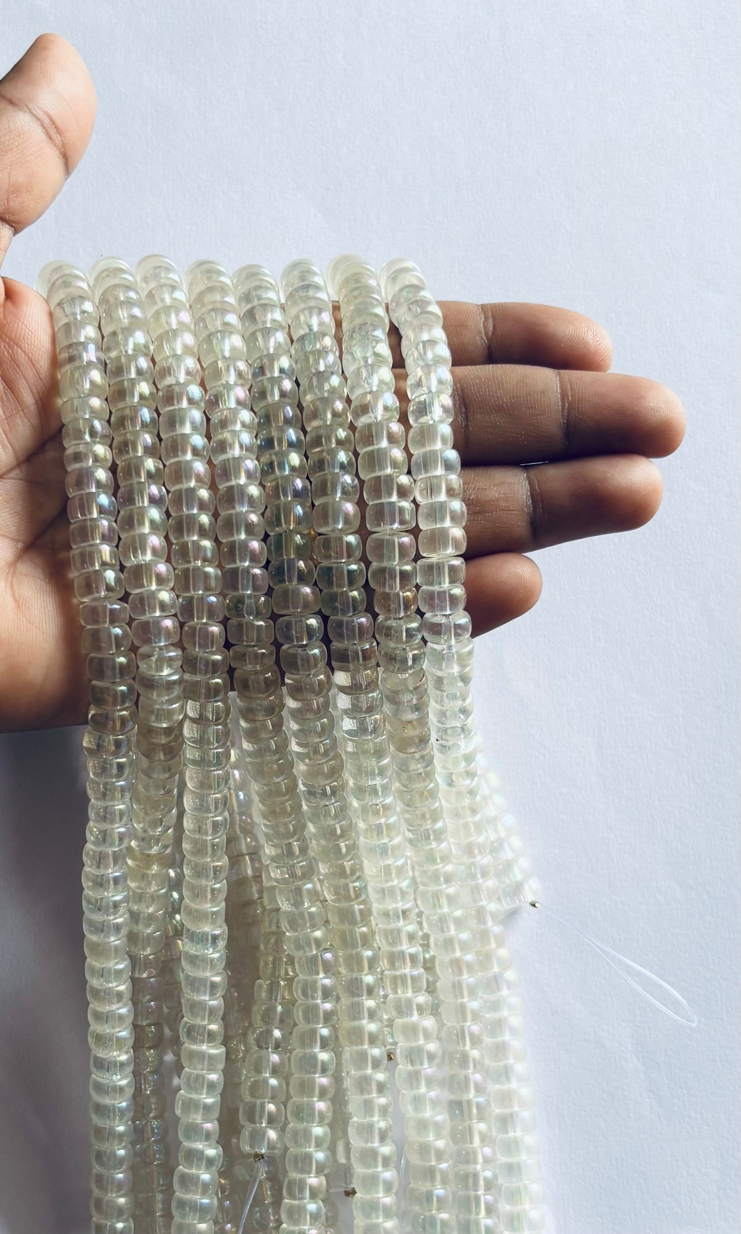 Clear Iridescent Flat Tranparent Sparkling Beads for Jewelry Making