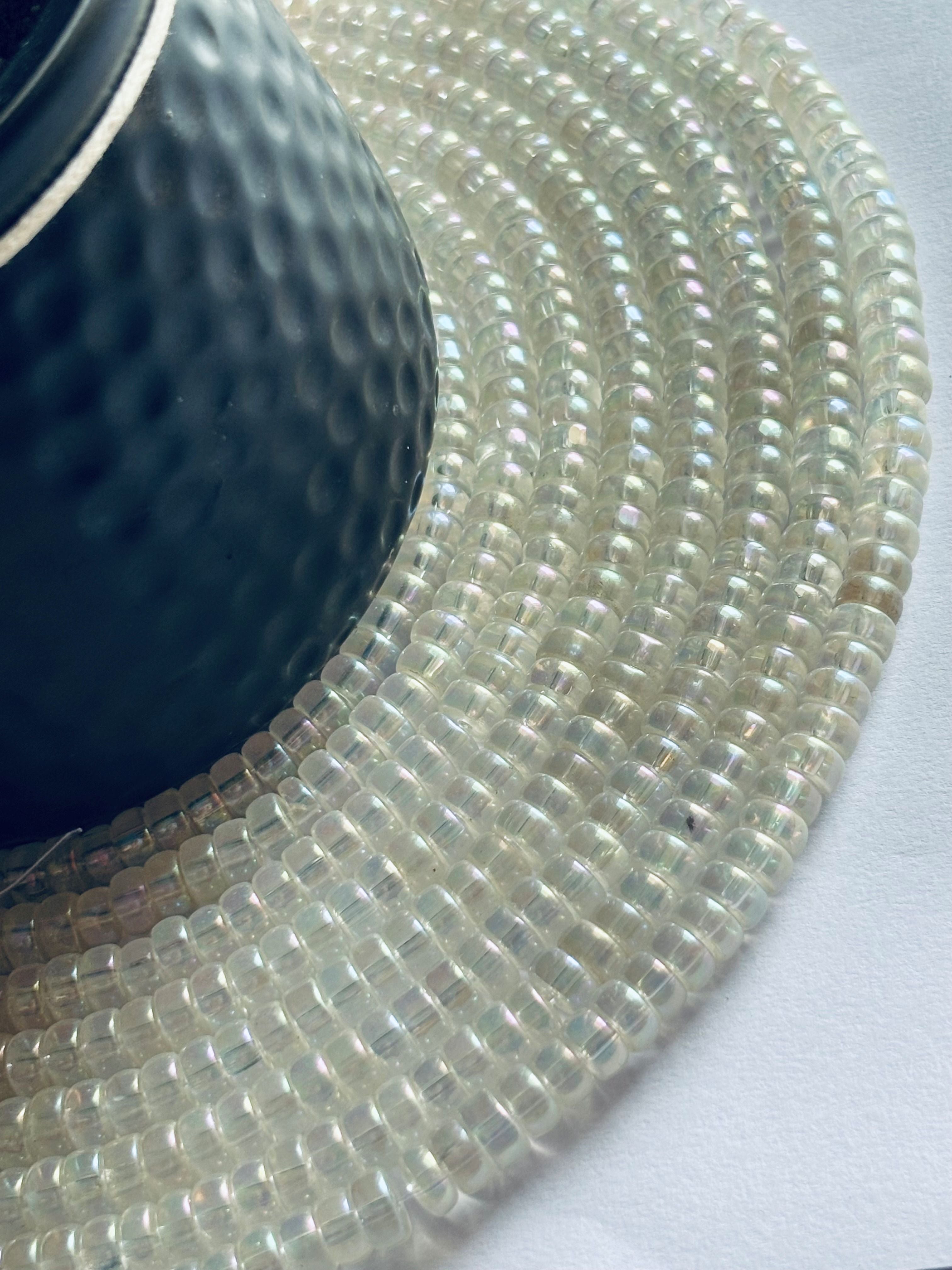 Clear Iridescent Flat Tranparent Sparkling Beads for Jewelry Making