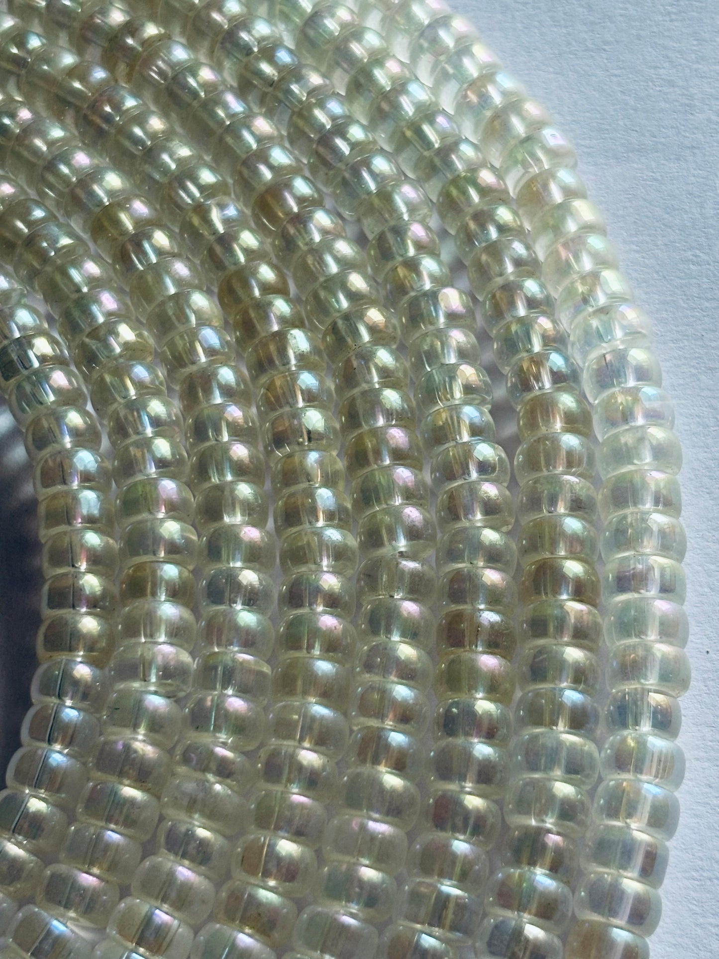 Clear Iridescent Flat Tranparent Sparkling Beads for Jewelry Making