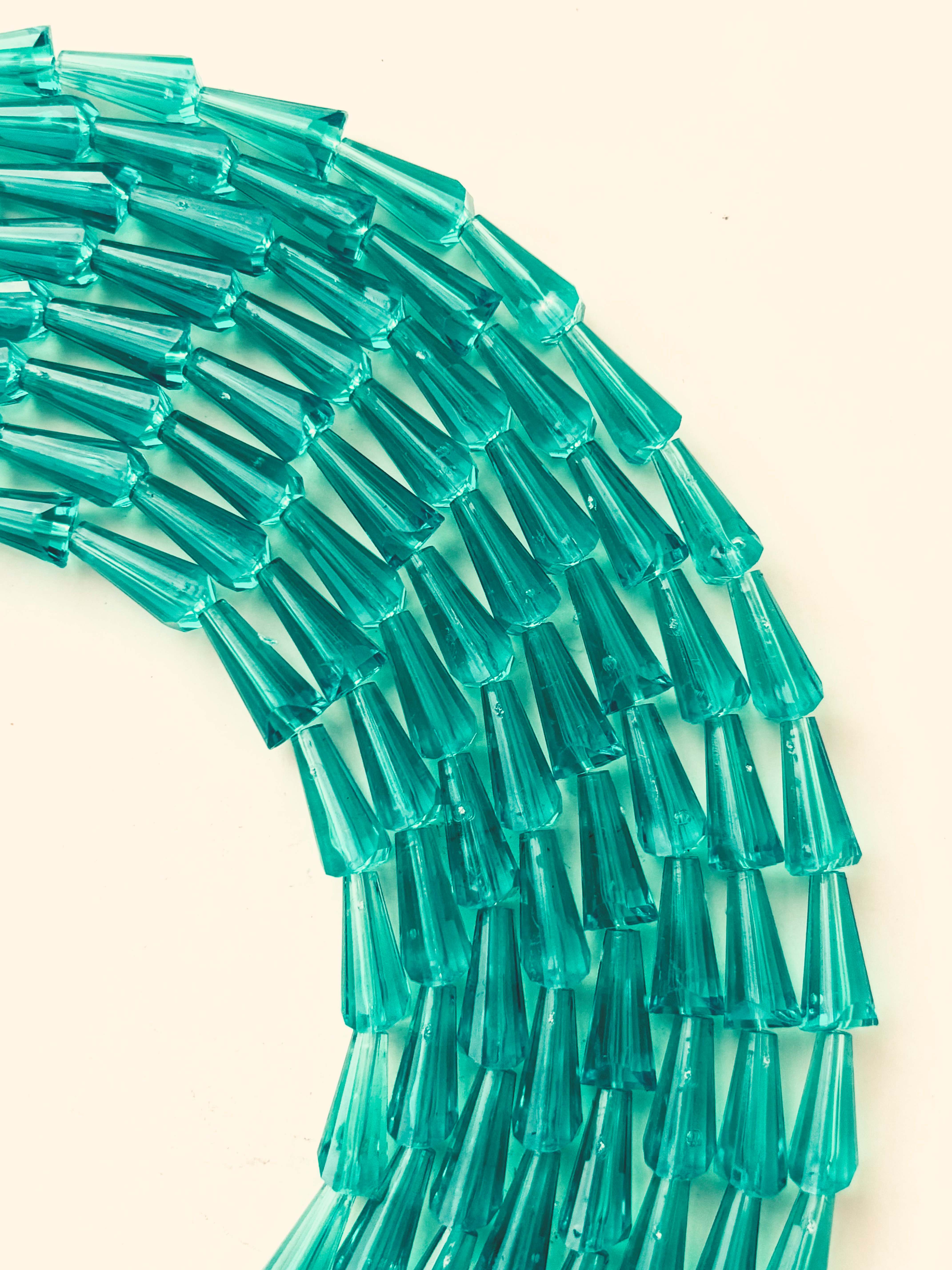 Teal Tower Crystal Beads for Jewelry Making