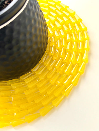 Bright Yellow Tower Crystal Beads for Jewelry Making