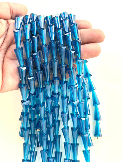 Peacock Blue Tower Crystal Beads for Jewelry Making