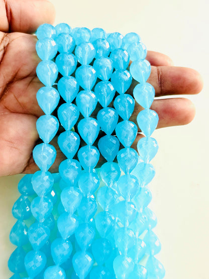 Light Blue Faceted Teardrop Beads for Jewelry Making