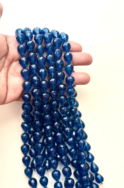 Dark Blue Faceted Teardrop Beads for Jewelry Making