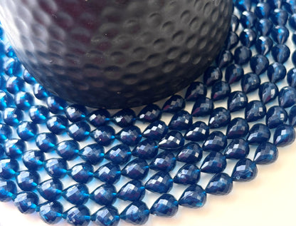 Dark Blue Faceted Teardrop Beads for Jewelry Making