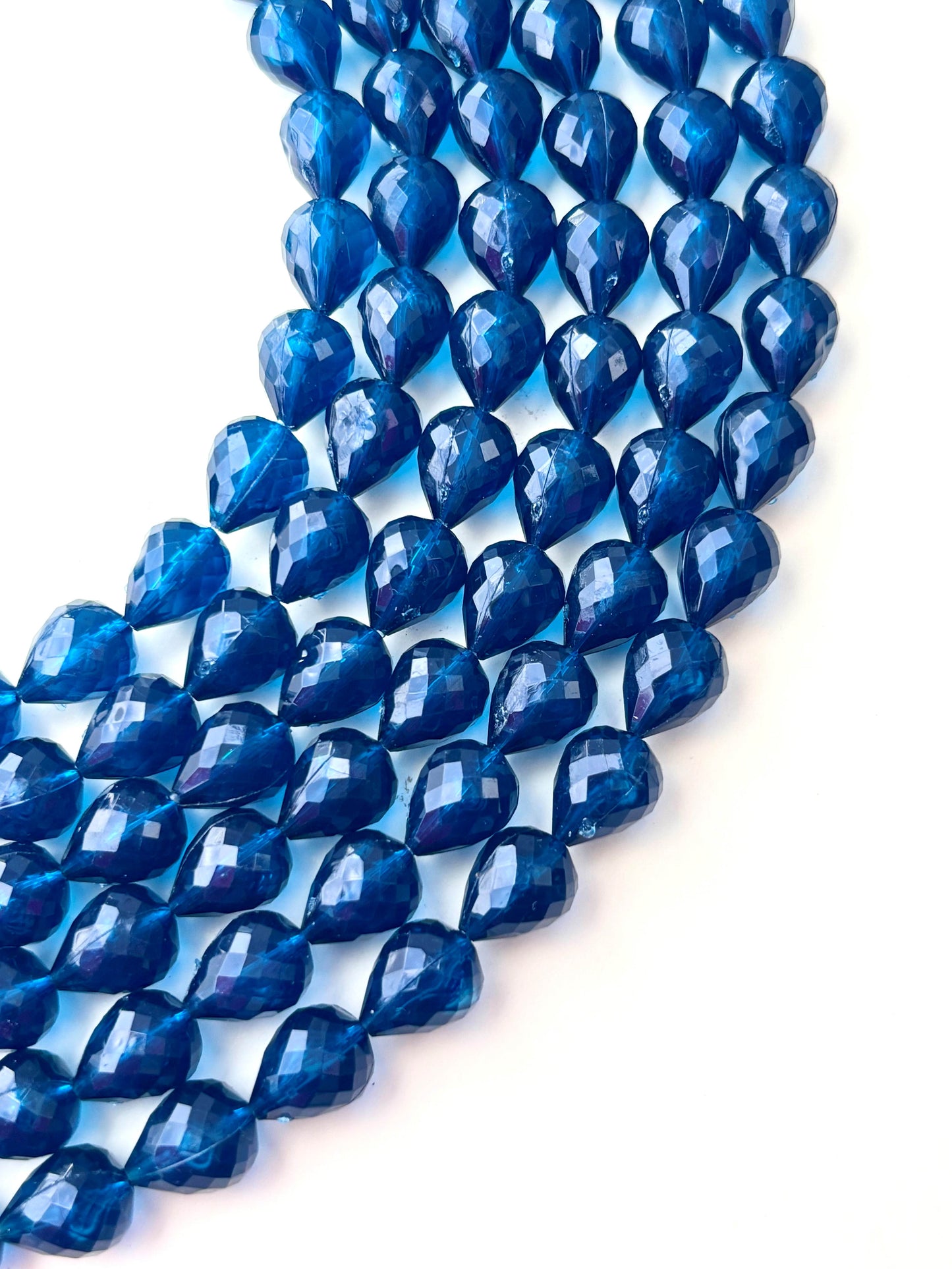 Dark Blue Faceted Teardrop Beads for Jewelry Making