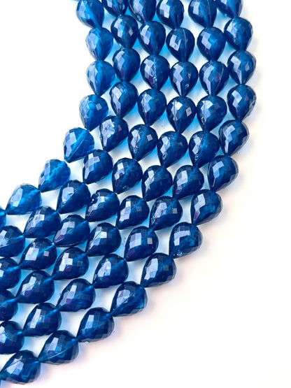 Dark Blue Faceted Teardrop Beads for Jewelry Making