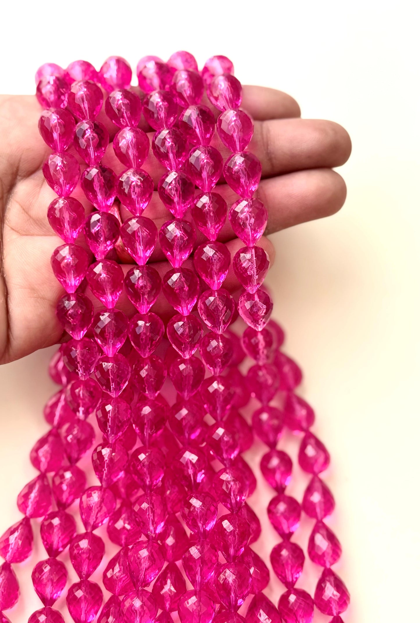 Rani Pink Faceted Teardrop Beads for Jewelry Making
