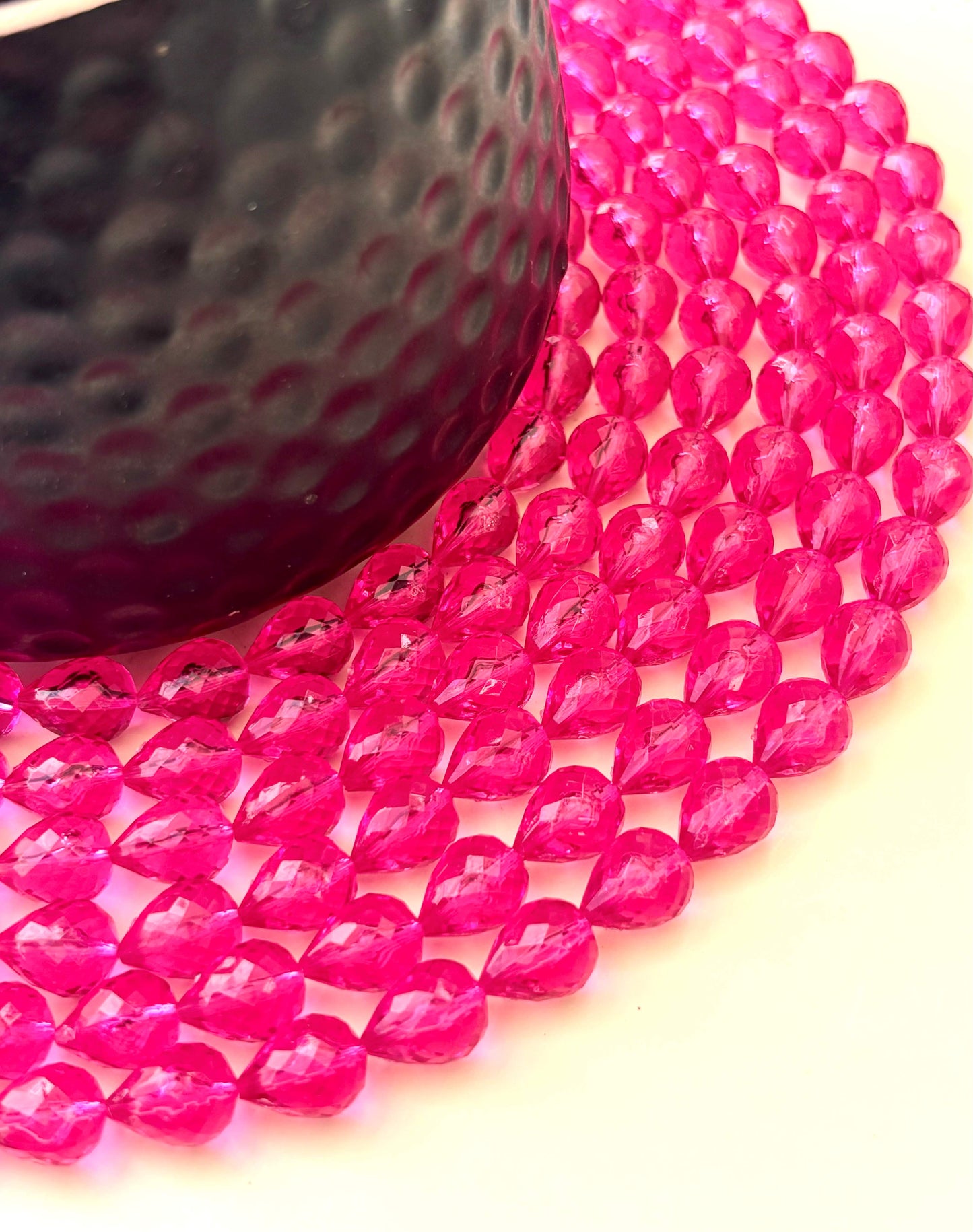 Rani Pink Faceted Teardrop Beads for Jewelry Making