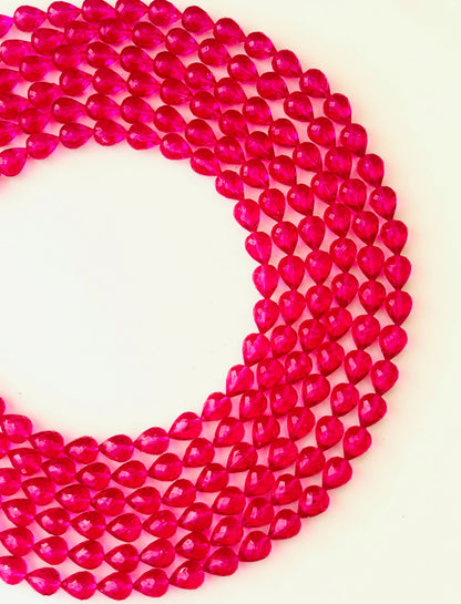 Rani Pink Faceted Teardrop Beads for Jewelry Making