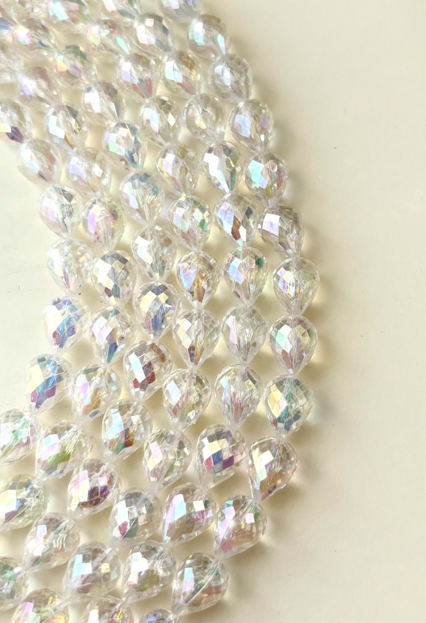 Clear Sparkling Faceted Teardrop Beads for Jewelry Making