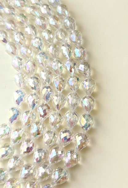 Clear Sparkling Faceted Teardrop Beads for Jewelry Making