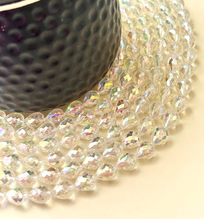 Clear Sparkling Faceted Teardrop Beads for Jewelry Making