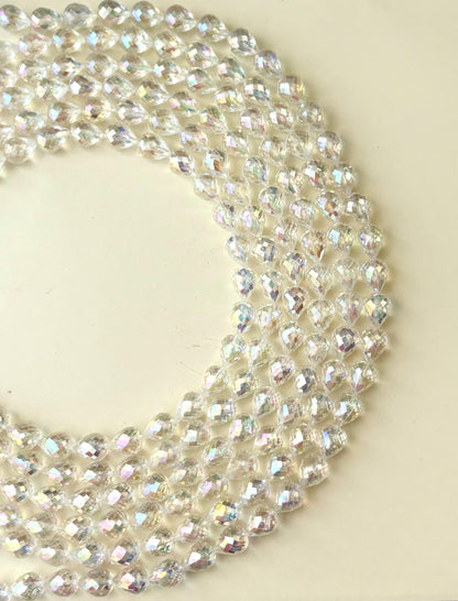 Clear Sparkling Faceted Teardrop Beads for Jewelry Making