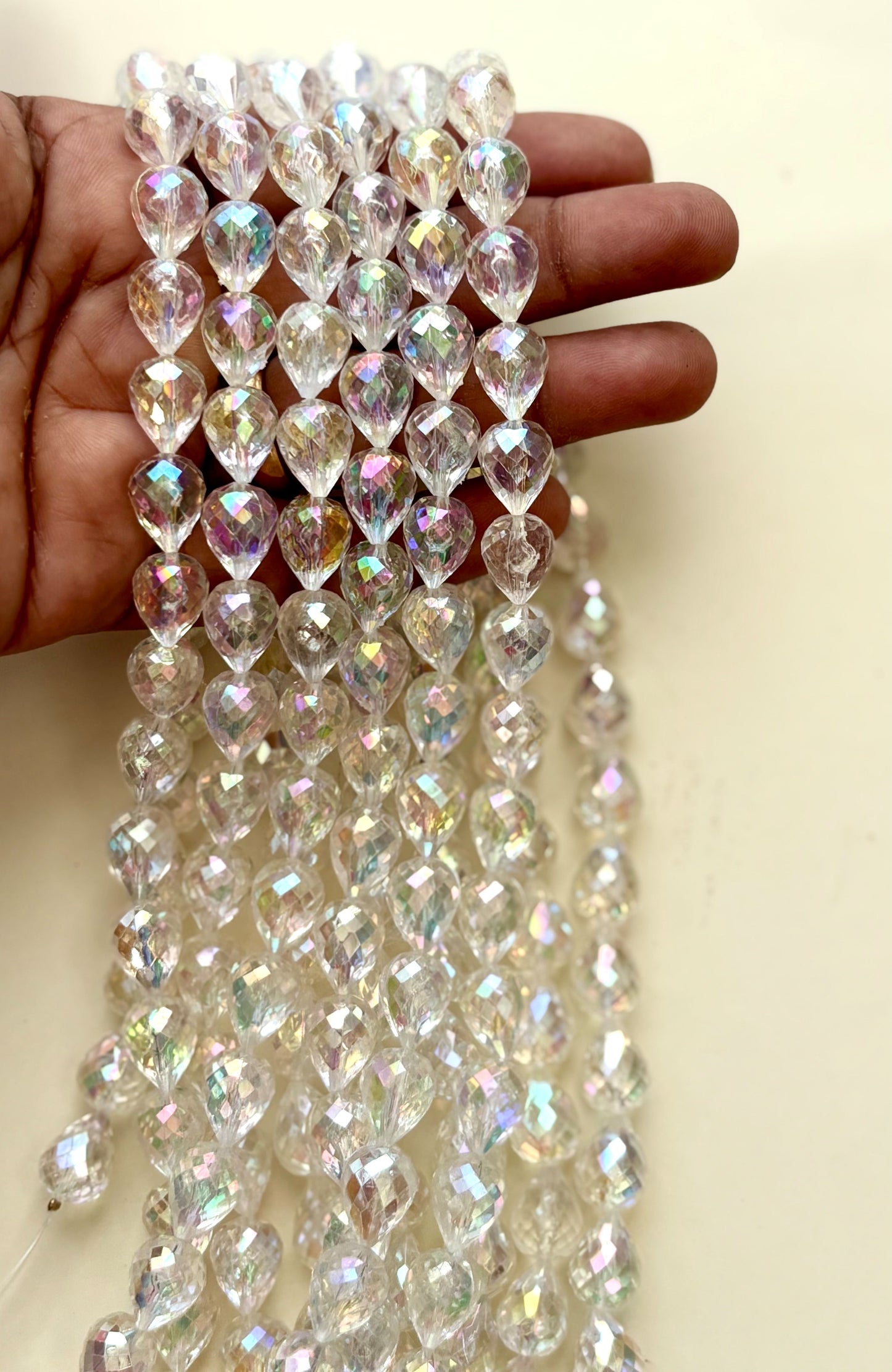 Clear Sparkling Faceted Teardrop Beads for Jewelry Making