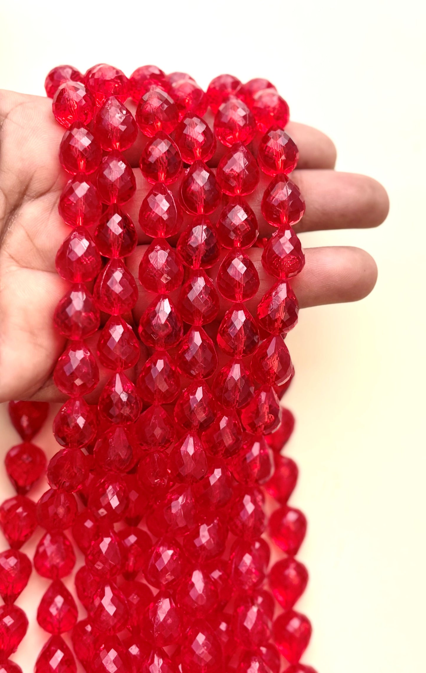 Red Faceted Teardrop Beads for Jewelry Making