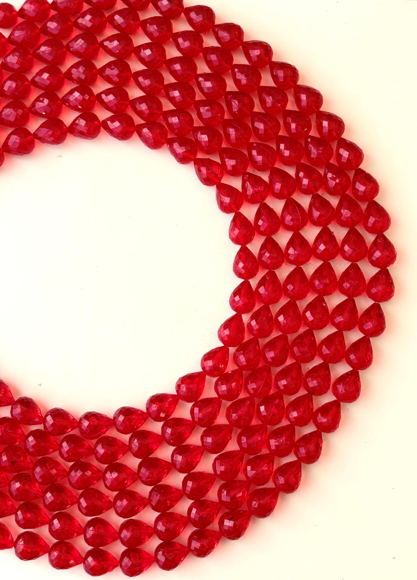 Red Faceted Teardrop Beads for Jewelry Making