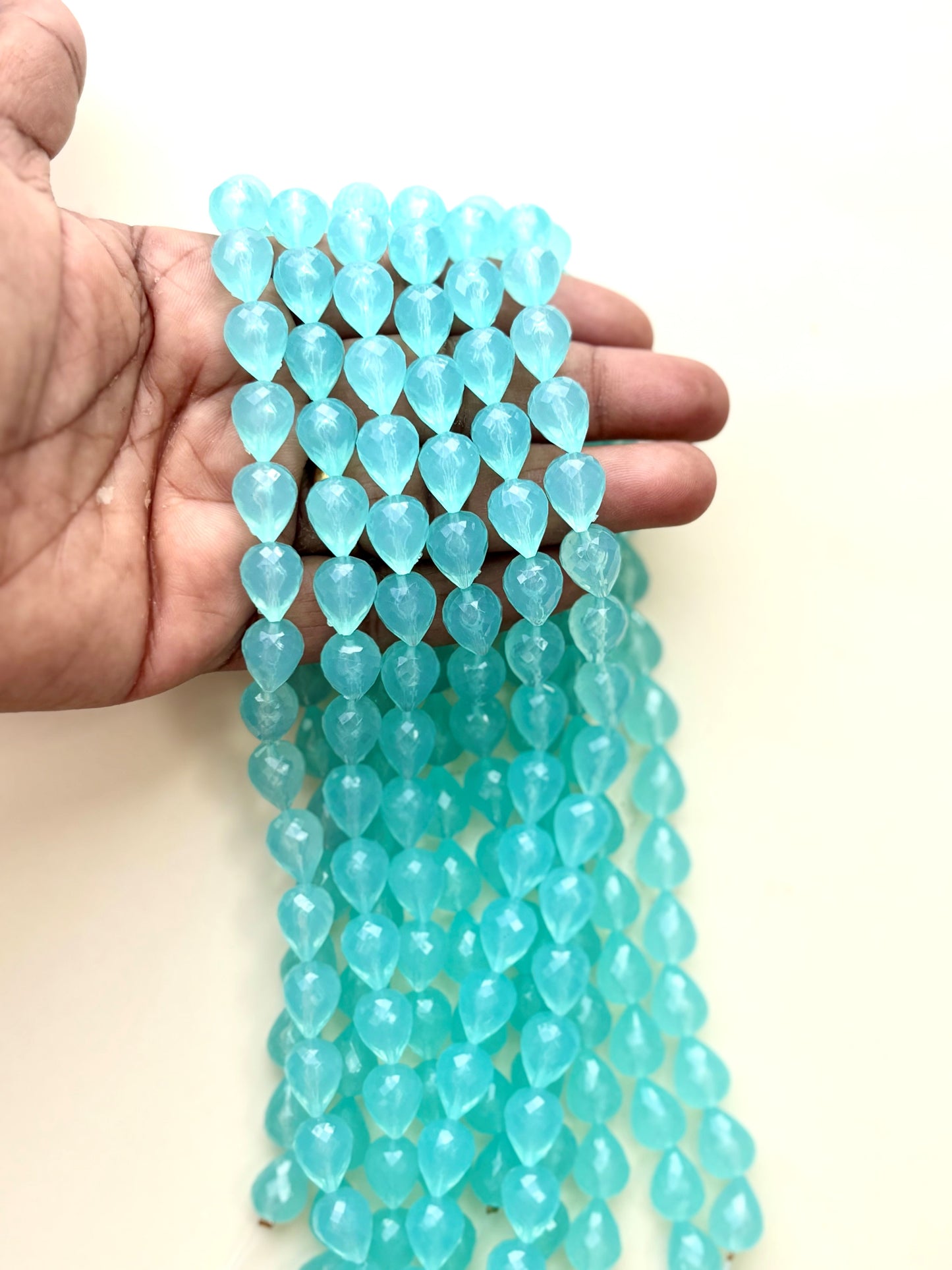 Teal Faceted Teardrop Beads for Jewelry Making