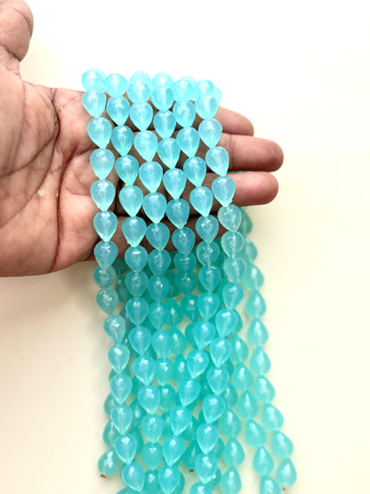 Teal Faceted Teardrop Beads for Jewelry Making
