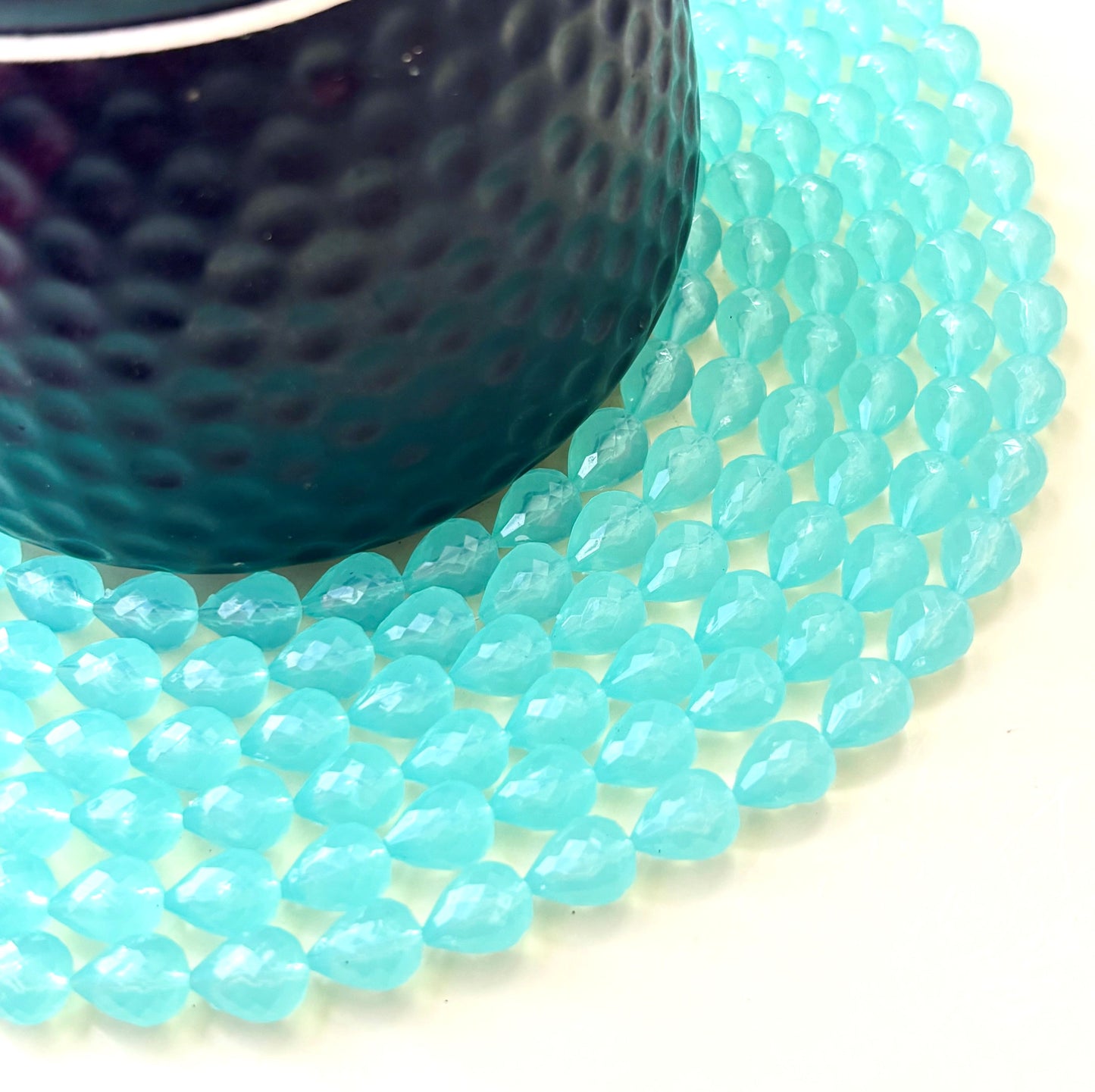 Teal Faceted Teardrop Beads for Jewelry Making