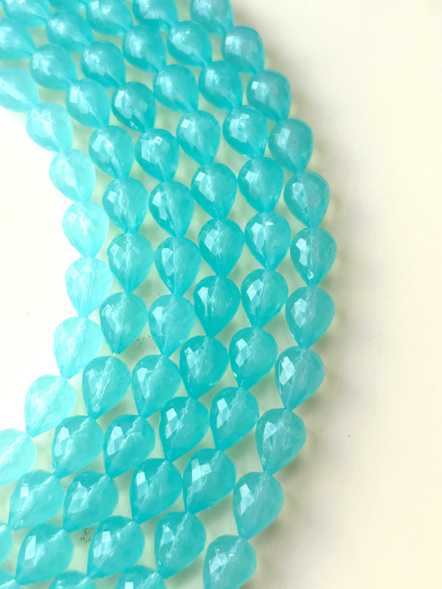 Teal Faceted Teardrop Beads for Jewelry Making