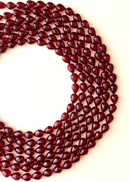 Maroon Faceted Teardrop Beads for Jewelry Making