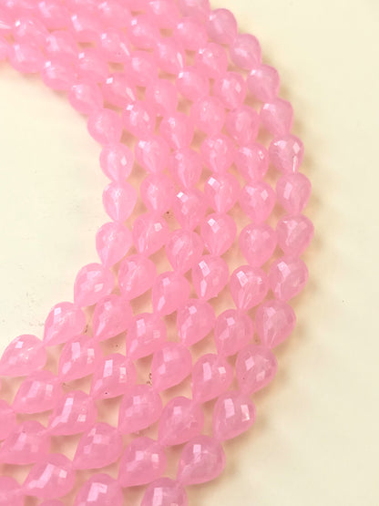 Pink Faceted Teardrop Beads for Jewelry Making