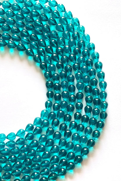 Dark Turquoise Faceted Teardrop Beads for Jewelry Making