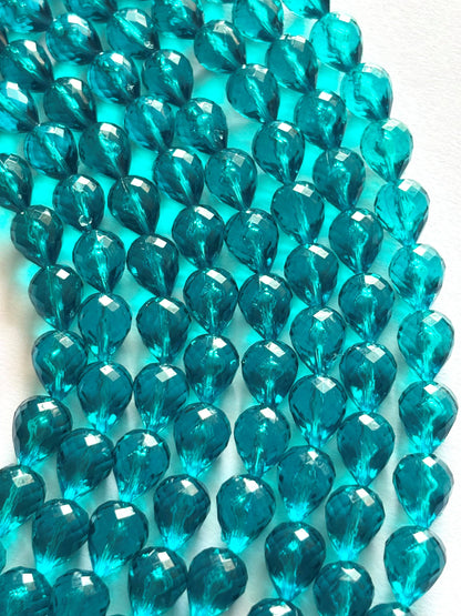 Dark Turquoise Faceted Teardrop Beads for Jewelry Making