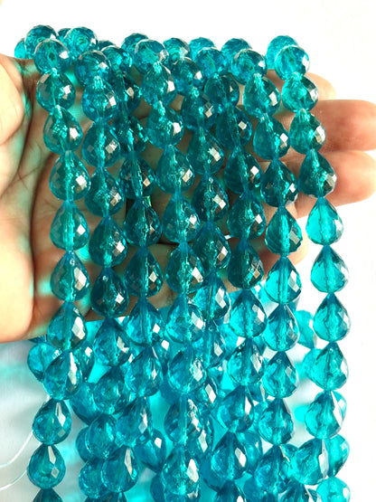 Dark Turquoise Faceted Teardrop Beads for Jewelry Making
