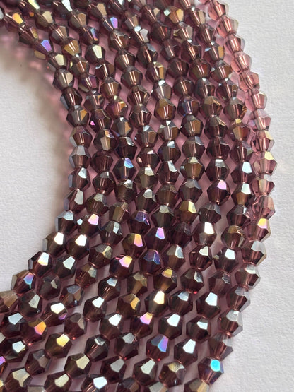 Iridescent Grape Bicone Crystal Beads for Jewelry Making