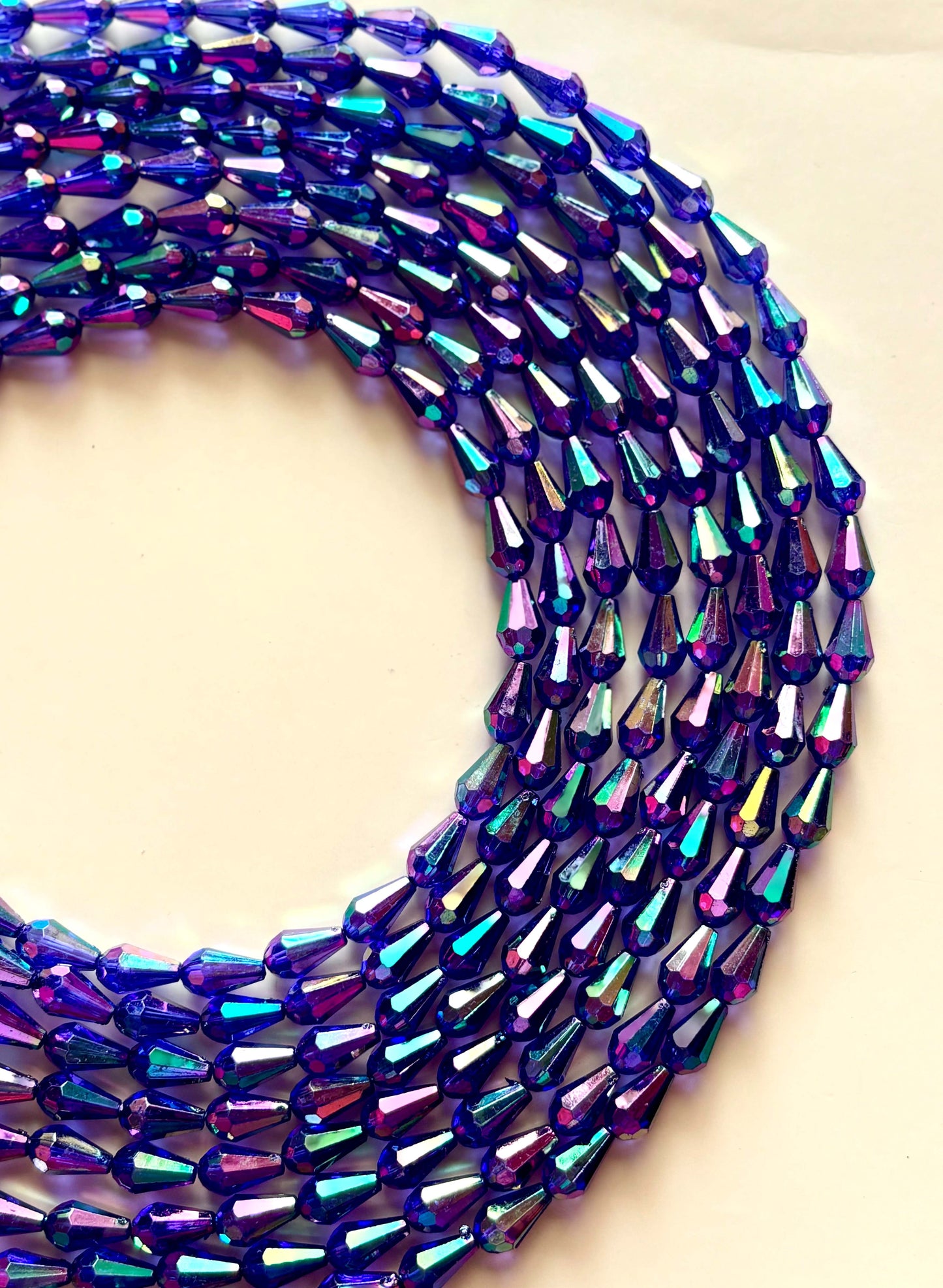Iridescent Blue Faceted Drop Beads for Jewelry Making