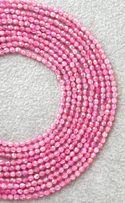 Iridescent Hot Pink Faceted Oval Beads for Jewelry Making