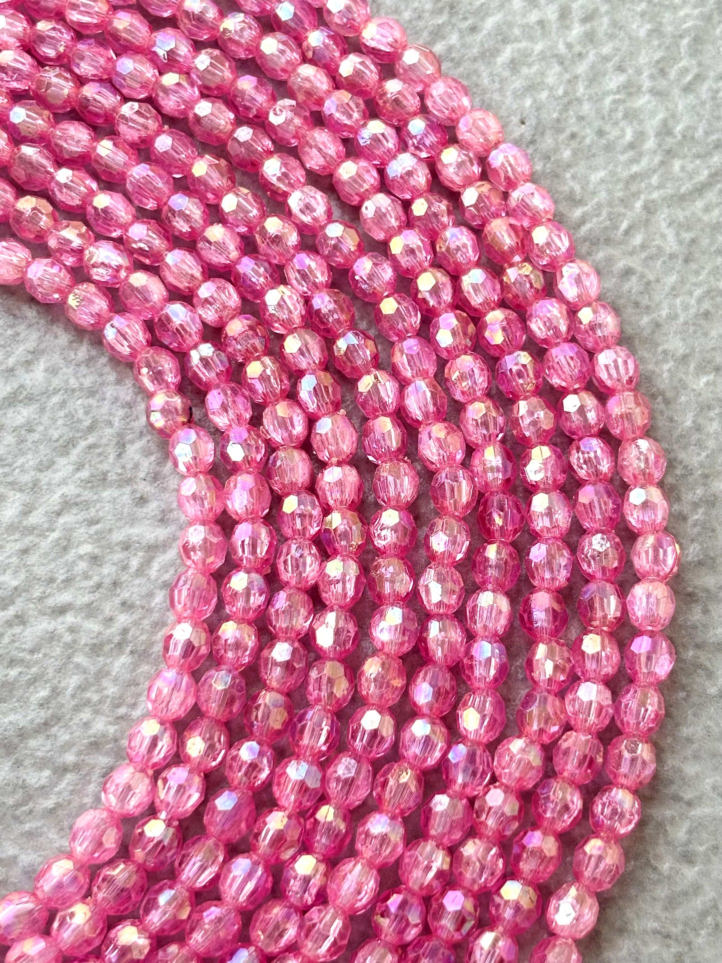 Iridescent Hot Pink Faceted Oval Beads for Jewelry Making