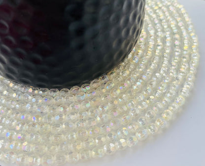 Iridescent Clear Faceted Oval Beads for Jewelry Making