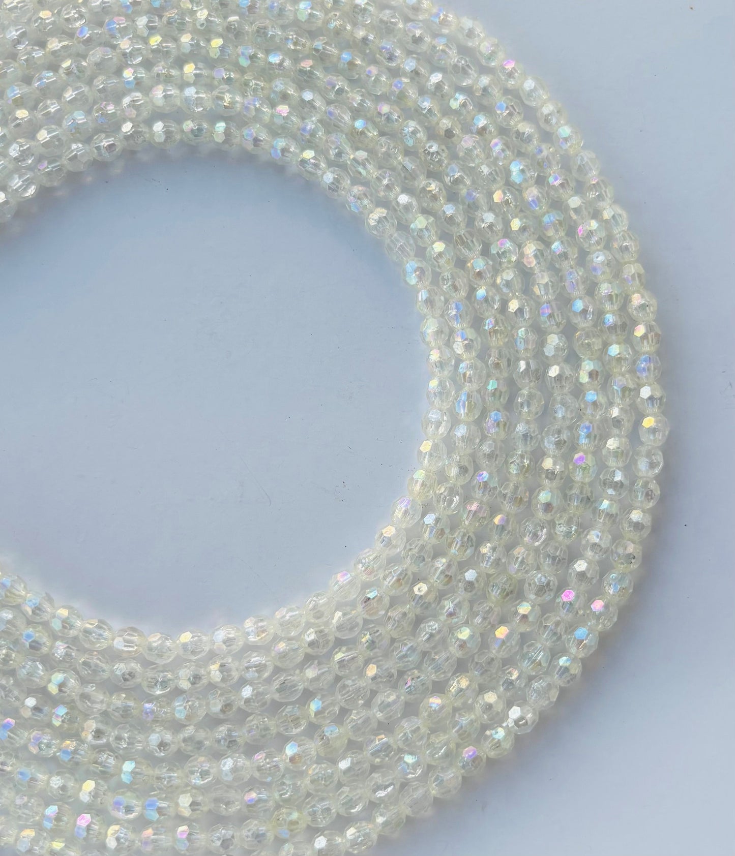 Iridescent Clear Faceted Oval Beads for Jewelry Making