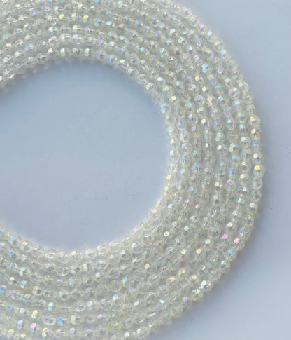 Iridescent Clear Faceted Oval Beads for Jewelry Making