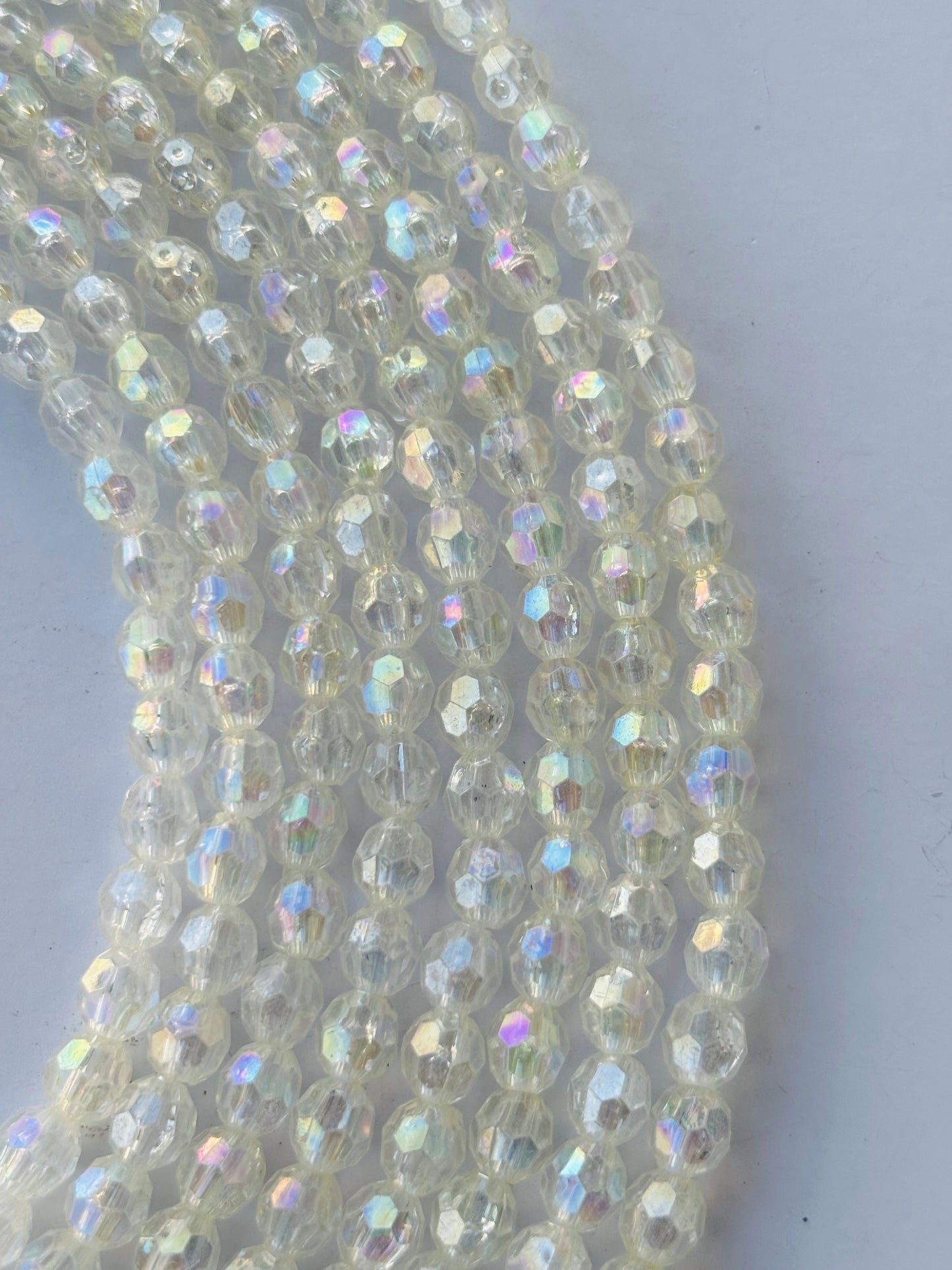 Iridescent Clear Faceted Oval Beads for Jewelry Making