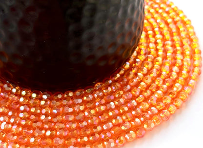 Iridescent Orange Faceted Oval Beads for Jewelry Making