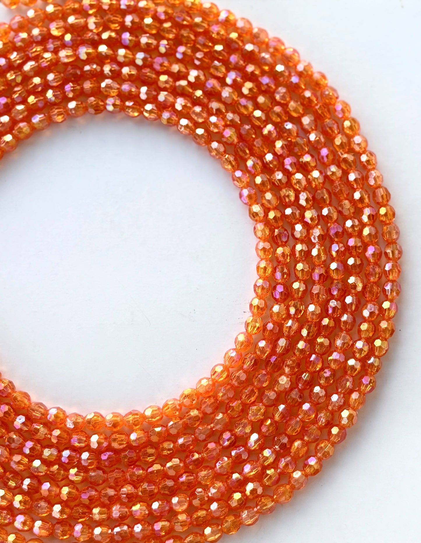 Iridescent Orange Faceted Oval Beads for Jewelry Making