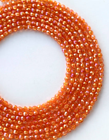 Iridescent Orange Faceted Oval Beads for Jewelry Making